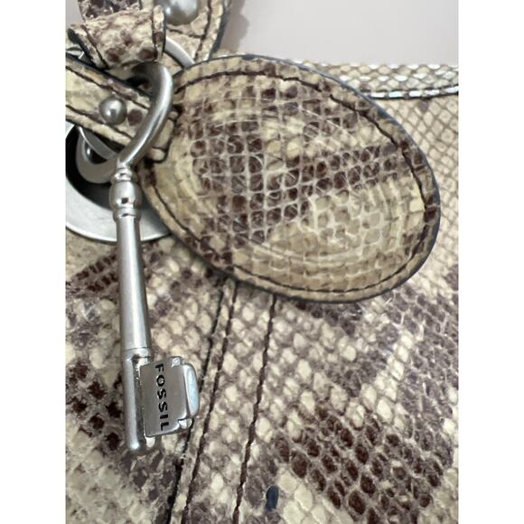 Sale!! Fossil Genuine Leather Snakeskin Tote - Elegant & Spacious - Picture 5 of 15